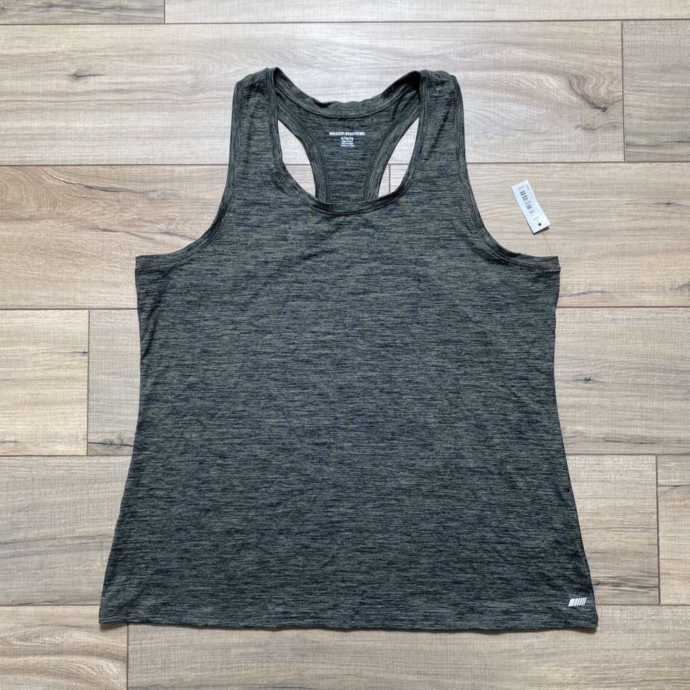 Amazon Essentials Women's‎ Racerback Tank Top Size XL Heather Green/Black